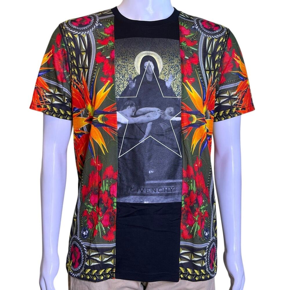 Givenchy SS12 Riccardo Tisci Madonna & Orchids Panel T-Shirt Men's FR 38